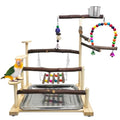 Kathson Wood Bird Playground Parrot Play Stand Bird Stand with Feeder Cups Birds Perch Stand with Ladder Hanging Swing Chewing Toys Conure Cage Accessories for Parakeet Conure Lovebird Cockatiel - size: Three floors