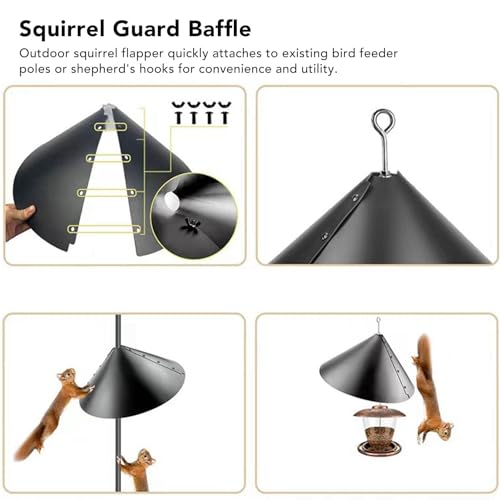 Squirrel Baffle for Bird Feeder Pole, Outside Pole Mount Bird House Guard for Outdoor Shepherds Hook, PVC Prevents Stealing Squirrel Baffle for Feeder