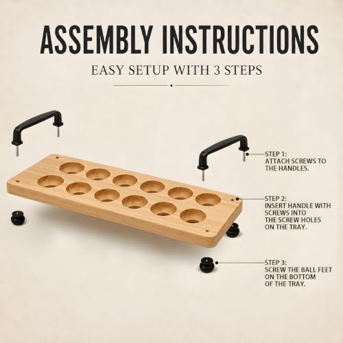 Wooden Egg Holder for Countertop, 12 Eggs Farmhouse Storage Tray | Natural solid pine wood, waterproof coating, rustic countertop egg storage display, black iron handles with ball feet