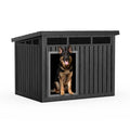 Durable Waterproof Resin Dog House,Indoor Outdoor Doghouse for Small to Large Dogs,Dog Kennel with Air Vents and Elevated Floor,Easy to Assemble and Clean(Black 42.87 * 32.95 * 31.61) - style: Black