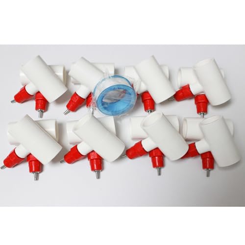 (16 Pack) Chicken Waterer Nipples + PVC Tee Fittings for 1/2" PVC Piping, Horizontal Poultry Nipples & Tees, DIY Chicken Watering System for Geese, Rabbits, Ducks