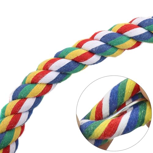 Colorful Bird Cotton Rope Swing Perch Climbing Stand Toy, Large Circle Cage Hanging Toy for Cockatiel Conure Cockatoo Parakeet Cage Hanging Decor (Large) - size: Large