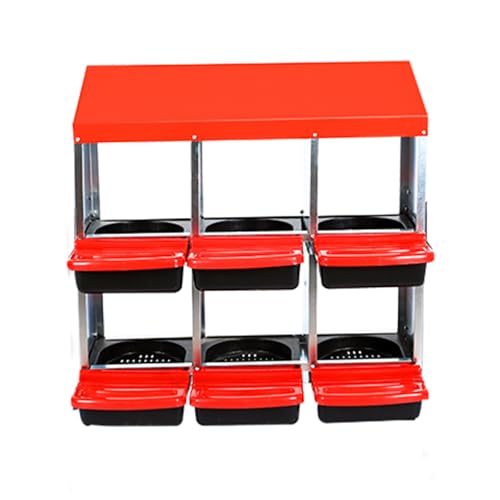 Chicken Nesting Box，Red 6 Hole Chicken Laying Box, Tray for Easy Egg Collection, Large Holes for Ventilation, Suitable for Chickens & Ducks - color: Red, size: 6 Compartment