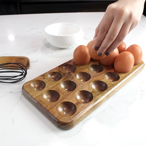 Gui's Chicken Coop Rustic Wooden Egg Tray, 18 Eggs | Holder, Usable in Kitchen Refrigerator or Countertop, for Display or Storage, Easy to Clean - size: 18 Eggs