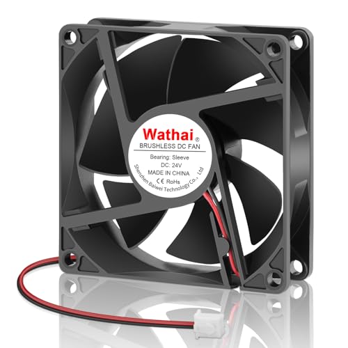 Wathai 24 Volt 80mm DC Brushless Cooling Fan 24V 2Pin 80x20mm DIY Cooler | Compatible with Inverter, 3D Printer, Amplifier, Refrigerator, Generator, Electronics Box, Computer - style: 24V Sleeve 80mm