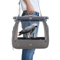 Bird Carrier Parrot Travel Cage with Perch, Food Bowl, Tray and Breathable Clear Window, Bird Travel Bag for African Gray Cockatiel Caique Conure Quaker, for Vetting Camping Hiking (Gray) - color: Gray