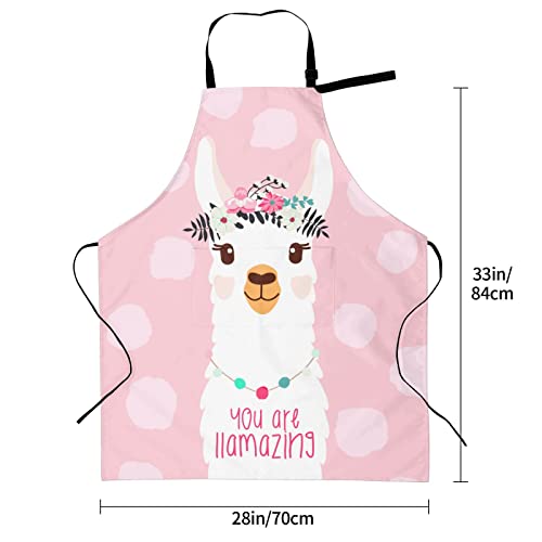 Apron Adjustable Bib Aprons for Men Women Chef Kitchen Cooking Bbq Grilling - color: Cute Llama Alpaca