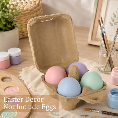 LANIAKEA 50PCS Egg Cartons 4 Count Natural Pulp Egg Carton with Stickers Reusable, Protects, Egg Storage Containers for Kitchen and Easter, Farmers Market