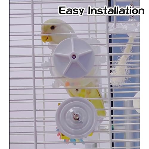MANON ROSA Bird Toys for Parrots - Spinning Wheel Chew Toy with Rotating Plastic Spinner, Enrichment Puzzle Cage Activity for Parakeets, Conures & Cockatiels - color: 01 Purple