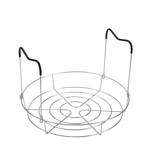 12in Stainless Steel Canning Rack, Heat Resistant Silicone Handles | Silver Stainless Steel Canning Rack for Regular Mouth and Wide Mouth jar, Holds 6 Quart or 7 Pint Jars in Pressure Canner Pot - color: Canning Rack