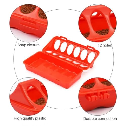 Automatic Chicken Feeder and Water Dispenser – 12-Hole No-Waste Feed Box for Chicks Quails Pigeons, Plastic Small Poultry Feeder with Locking Design, Bird Cage Accessories, 7.9×3.5×2.6 Inch