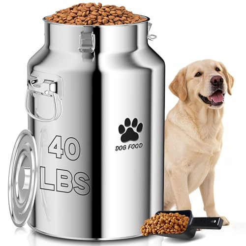 40Lbs Large Metal Dog Food Storage Container, Stainless Steel Dog Food Storage Container