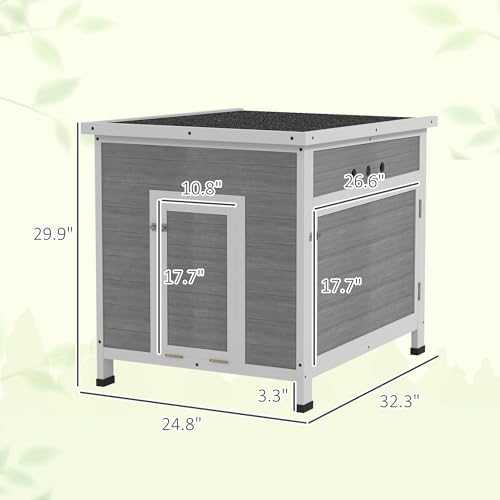 PawHut Duck Coop, Wooden Chicken House Rabbit Hutch with Openable Roof, Removable Floor, Double Doors, Ramp, Duck House for 2-4 Chickens, Geese, 25" x 32" x 30" | Wooden Chicken House Rabbit Hutch, Removable Floor, Double Doors, Ramp, Duck House for Geese