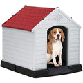 FDW Dog House Indoor Outdoor Durable Ventilate Waterproof Pet Plastic Dog House for Small Medium Large Dogs Insulated Puppy Shelter Kennel Crate with Air Vents and Elevated Floor - style: Red