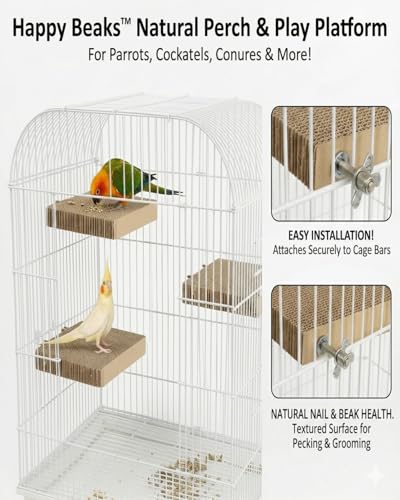 2-Pack 7.9 Inch Bird Platform Perch | Foraging & Shredding Toy for Parakeets Cockatiels Conures | Chewable Cardboard Perch Stand for Small Parrots Cage