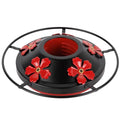 WOSIBO Hummingbird Feeder Replacement Bottom Base Replacement Part Includes Red Plastic Base Metal Top and Brushes (Black with 5 Flower) - color: Black with 5 flower