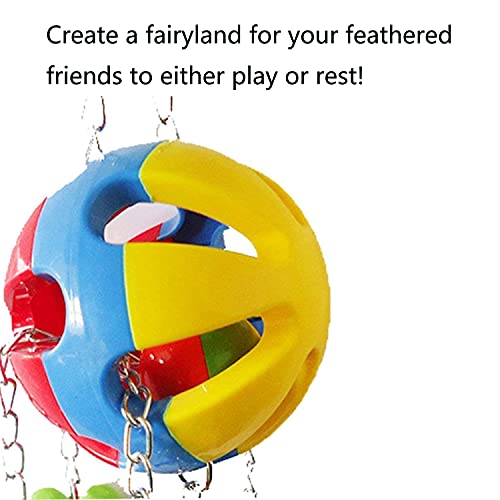Bird String Ball Toy Parrot Pet Cage Toy Chew Bite with Hanging Swing Bell for Small Parakeet African Grey Cockatiel Cockatoo Finch Canary Cage Accessories … - color: C - Ball Toy