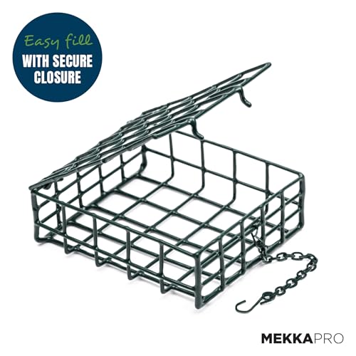 MEKKAPRO Suet Feeder Cage, Single Bird Feeder, Metal Chain, Outdoor | Single Capacity Suet Holder Recommended For Bird Feed, Ideal For Clinging Birds, Woodpeckers, And Nuthatches In Every Yard - size: Single