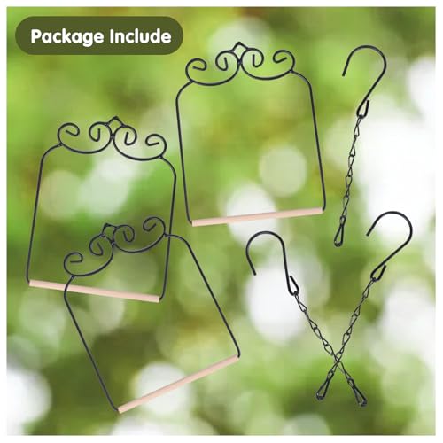 3PK Metal Frame Hummingbird Swings and Perches with Wooden Dowel Black Bird Swing Outdoor Bird Perch Humming Bird Swing (3PK) - style: 3PK