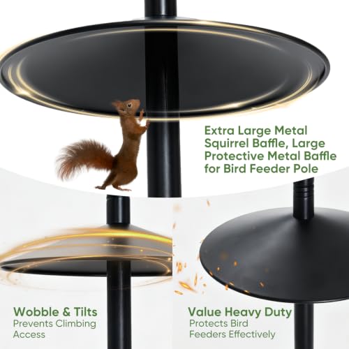 Bird Feeder Pole & Birdhouse Pole with Squirrel Baffle - 76 Inch Heavy Duty 1-Inch Diameter Metal Mounting Kit for Smart Bird Feeders, Patio & Garden Bird House not Included(with Two Hooks) - size: 76in With two hooks
