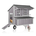 Aivituvin Large 48.6" Chicken Coop with Wheels - Weatherproof Wooden Hen House for 4-6 Chickens, Includes Large Nesting Box & Easy-Clean Tray - size: 48.6"L x 41.0"W x 51.2"H