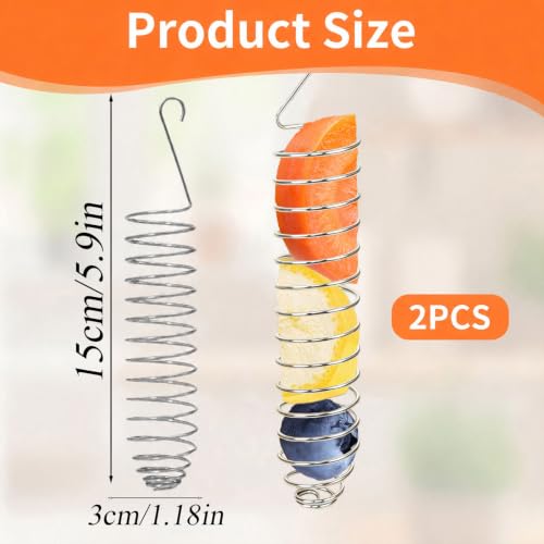 2 Pack Small Bird Millet Spray Holder & Snack Feeder - Hanging Parrot Treat Stand with Cuttlebone & Mineral Block for Beak Exercise, Metal Cage Accessories for Small Parrots & Parakeets Gifts