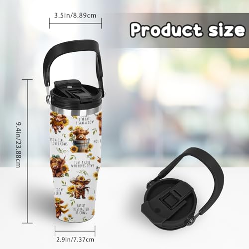 Highland Cow Gifts - 30oz Yak Tumbler with Handle and Straws,Cows Cup for Farm Lovers, Insulated Stainless Steel Coffee Mug, Western Cup,Cow Themed Gift for Women, Birthday/Christmas - color: Cow1