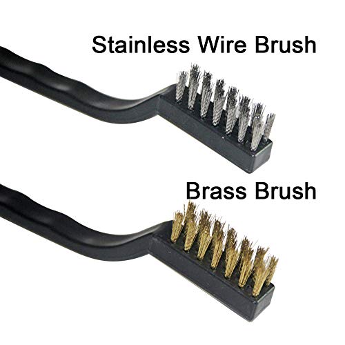 YiwerDer 12PCS Mini Wire Brushes, Stainless Steel & Brass Brush Set, Curved Handle Scratch Brush for Automotive, Cleaning Welding Slag and Rust - style: 12Pcs Wire Brushes Set
