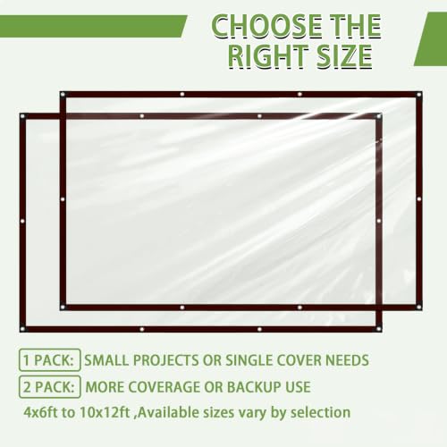Clear Tarp with Grommets 8x12 ft, 2 Pack 10 Mil Waterproof Vinyl - color: Black Border, size: 8x12 ft-2P