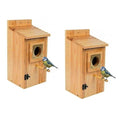 Bird Houses for Outside Clearance with Copper Guard, Pine Bird House Outdoor, Bluebird Finch Swallow Wren Chickadee No Assembly Required, 2 Packs