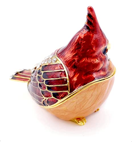 Elegant Cardinal Bird Jewelry Trinket Boxes Hinged .Keepsake Ring Box Necklace Earrings Organizer.Cardinals Gifts for Women Bird Figurines Home Decor. | ring earring organizers stroage,small keepsake,memorial red bird figurine decor - color: B-Cardinal Re
