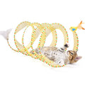 Potaroma Spiral Tunnel Cat Toy, Self Play Collapsible Spring Kitten Tunnel | For Indoor Cats, with Feather and Bell, 20 Inches Unfolded