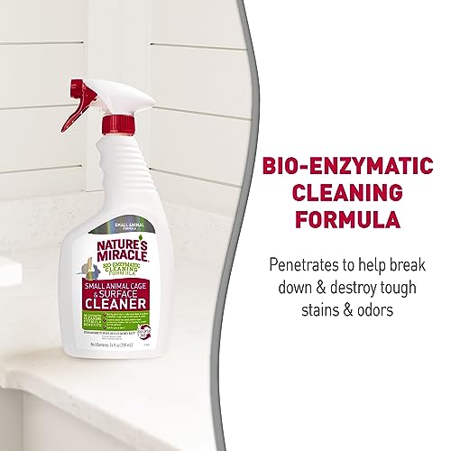 Nature's Miracle Small Animal Cage & Surface Cleaner, 24 oz | Bio-Enzymatic Formula Helps Break Down Tough Stains & Odors, Cleans & Deodorizes Cages & Accessories, Safe For Pets and Home* - size: 24 fl oz
