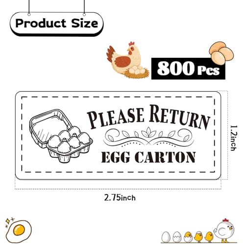 800Pcs Please Return Egg cartons Stickers,1.2”×2.75”Rectangular Farm Fresh Eggs Carton Labels roll self Adhesive Chicken Container Packaging Stickers - style: Return Egg Carton Stickers