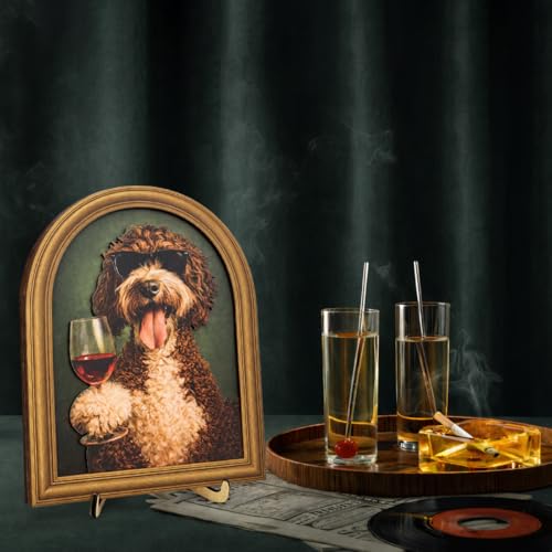 3D Funny Gentleman Dog Wall Art Sign for Bar Decor, Drinking Dog Portrait Wall Decor, 8x10 Inch - color: Dog-2