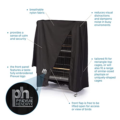 Prevue Pet Products Extra Large Bird Cage Cover - Good Night Cage Cover, Bird Accessories, Blocks Light, Breathable Nylon Fabric, Fits a Variety of Cage Sizes - Black, Size Large - size: 37.0"L x 25.0"W x 48.0"H