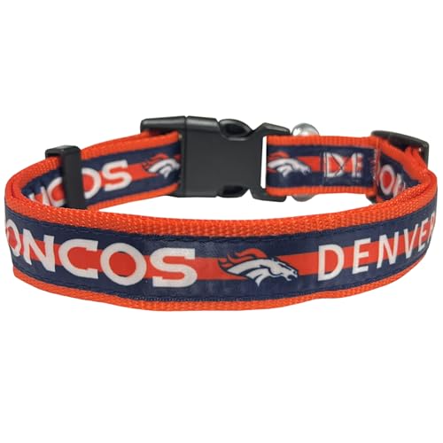 Pets First NFL Denver Broncos Licensed PET COLLAR, Small - Heavy-Duty, Strong, and Durable Dog Collar. Available in 31 Football Teams and 4 Sizes - color: Denver Broncos, size: Small
