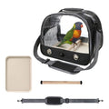 Small Bird Travel Carrier Cage Portable Bird Parrot Parakeet Cockatiel Travel Carrier Bag Lightweight Birds Backpack with Standing Perch and Stainless Tray for Vet Visit Side Access Window - color: black