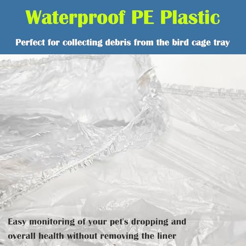 100 PCS Disposable Bird Cage Liner for 18x26 In Pallets Elastic Film Intend | Clear Plastic Parakeet Pallet Liner Film for Parakeet, Cockatiels, Rabbit, Guinea Pig Finches Canaries, Universal Design