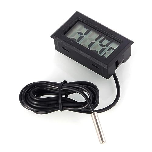 Black Digital LCD Thermometer Temperature Monitor with External Probe for Fridge Freezer Refrigerator Aquarium -Fahrenheit (10pcs) - color: 10pcs