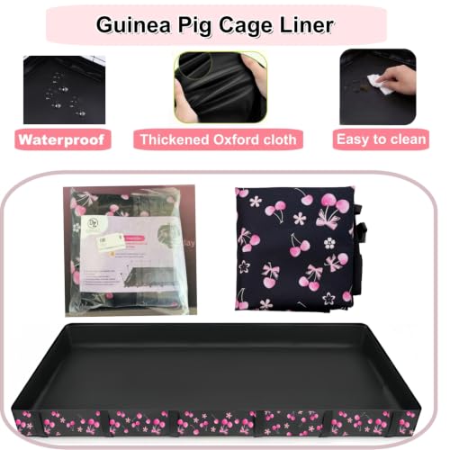DZWLKJ Waterproof Guinea Pig Cage Liner,Washable Tarp Bottom Base,Cherry Graphic,48"x72", Reusable for Rabbit, Chinchilla, Hedgehog, Ferret & Other Small Animals. - size: C&C 4x6(48x72 inches)