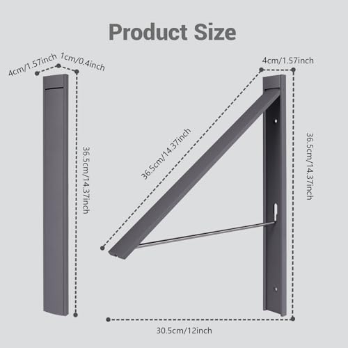 Clothes Drying Rack Folding Indoor,Laundry Room Organization,Wall Mounted Drying Racks for Laundry,Laundry Drying Rack Collapsible,Laundry Drying Rack,Retractable Clothesline (Gunmetal Gray) - color: Gunmetal Gray