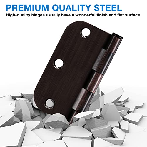 TDCHINGES Residential Oil Rubbed Bronze Door Hinges 3.5 Inch X 3 1/2" 5/8" | 18 Pack Round No Squeak Exterior Interior Standard Bifold Hollow Core Wooden Doors Office Bedroom Study Rental Home Hardware - color: Oil Rubbed Bronze, size: 18 Pack--no squeak