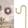 74" Shepherds Hook Stand: Hanging Bird Feeders, Wind Chimes, Plants, Gold | Heavy Duty, Free Standing, Adjustable Pole Holder with Metal Base for Indoor & Outdoor, Holds Up to 20 LBS - color: Gold