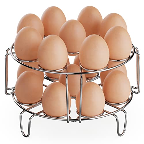 Egg Steamer Rack for Instant Pot - 2-Pack Stainless Steel Trivet | Stackable Racks to Hold 18 Eggs, For Pressure Cookers, Hard-Boiled & Deviled Eggs, Steaming, Meal Prep & Kitchen Use - color: Silver-2 Pack