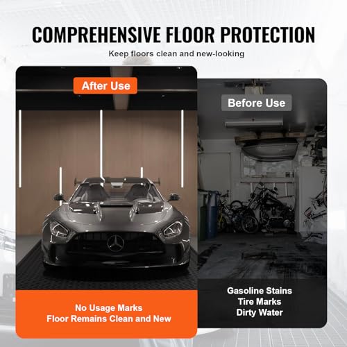 VEVOR Diamond-Plate Rubber Flooring Roll, 3 mm x 4 ft x 8 ft Floor Mat, SBR Rubber Roll, Easy to Clean, for Under Cars, Garage, Industry, Gym, Black - size: 4 ft x 8 ft