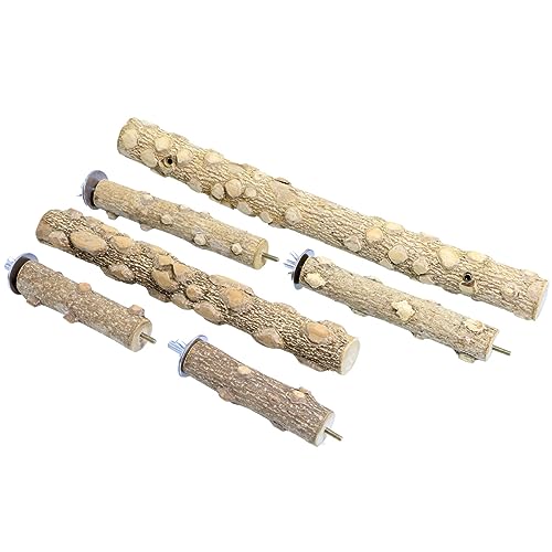 Bird Perch Stand,Natural Wood Cage Gym Toy Branch for Small Large Parrot | 100% Natural pepper wood, no chemical odor, non-slip grip, fits parakeets cockatiels conures African greys, easy install