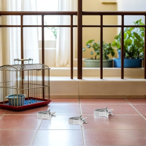 3pcs Bird Food Clips Birds Cage Food Clip | Stainless Steel,Pet Feeder Bird Food Holder Parrot Cage Supplies Pet Supply Cuttlebone Clamps Parrot Fixed Birdcage