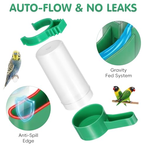 10 Pcs Mini Bird Water Dispenser for Cage, 2 OZ Automatic Gravity Bird Waterer Feeder Bottle, No Mess Small Parrot Drinking Bowl for Finch, Canary, Budgie, Quail, Breeding Aviary Supplies