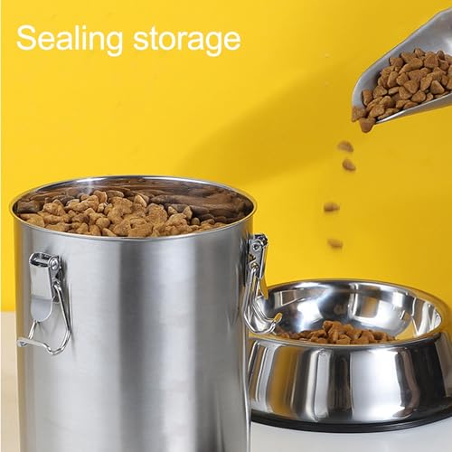 Pongnas Stainless Steel Pet Food Container, Metal Dog Food Container for Dog Food, Cat Food, and Bird Seeds, Compact Kitchen Storage Ideal for Countertop Display(1600ML)